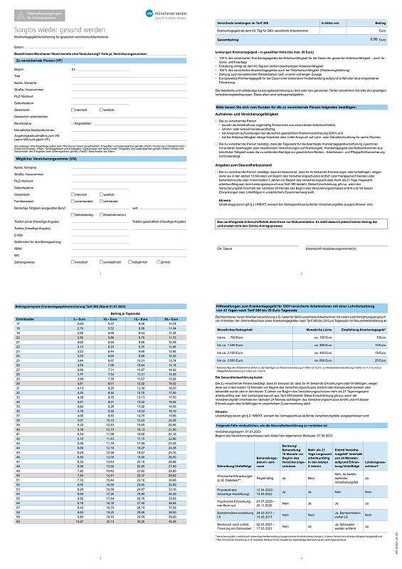 Krankentagegeldtabelle